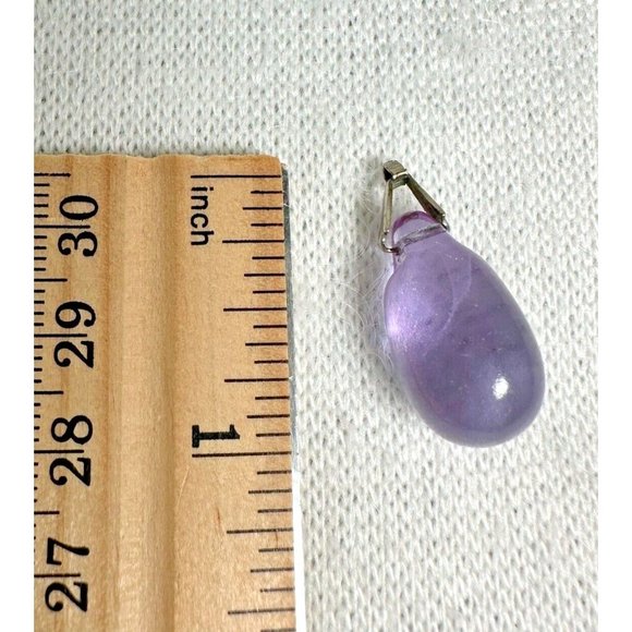 Rich Lavendar Teardrop Glass Pendant with Silver Tone Bale - 1" - Picture 2 of 3
